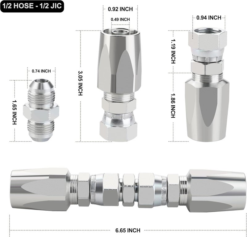 ANCIMOON 2PCS 1/2'' Reusable Hydraulic Fittings, Size #08 Single Wire Hydraulic Hose Repair Kit - Image 3